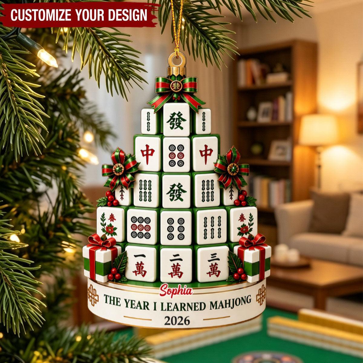 Adorno Acrílico Personalizado Del Año En Que Aprendí Mahjong - Adorno Navideño De Mahjong - santacalcetines