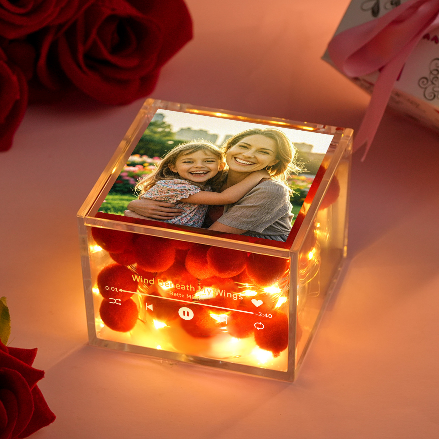 Mini Reproductor De Discos De Vinilo Personalizado Reproductor De Música Automático Estilo De Cubierta De Foto Personalizada Regalo Del Día De La Madre Para Mamá - santacalcetines