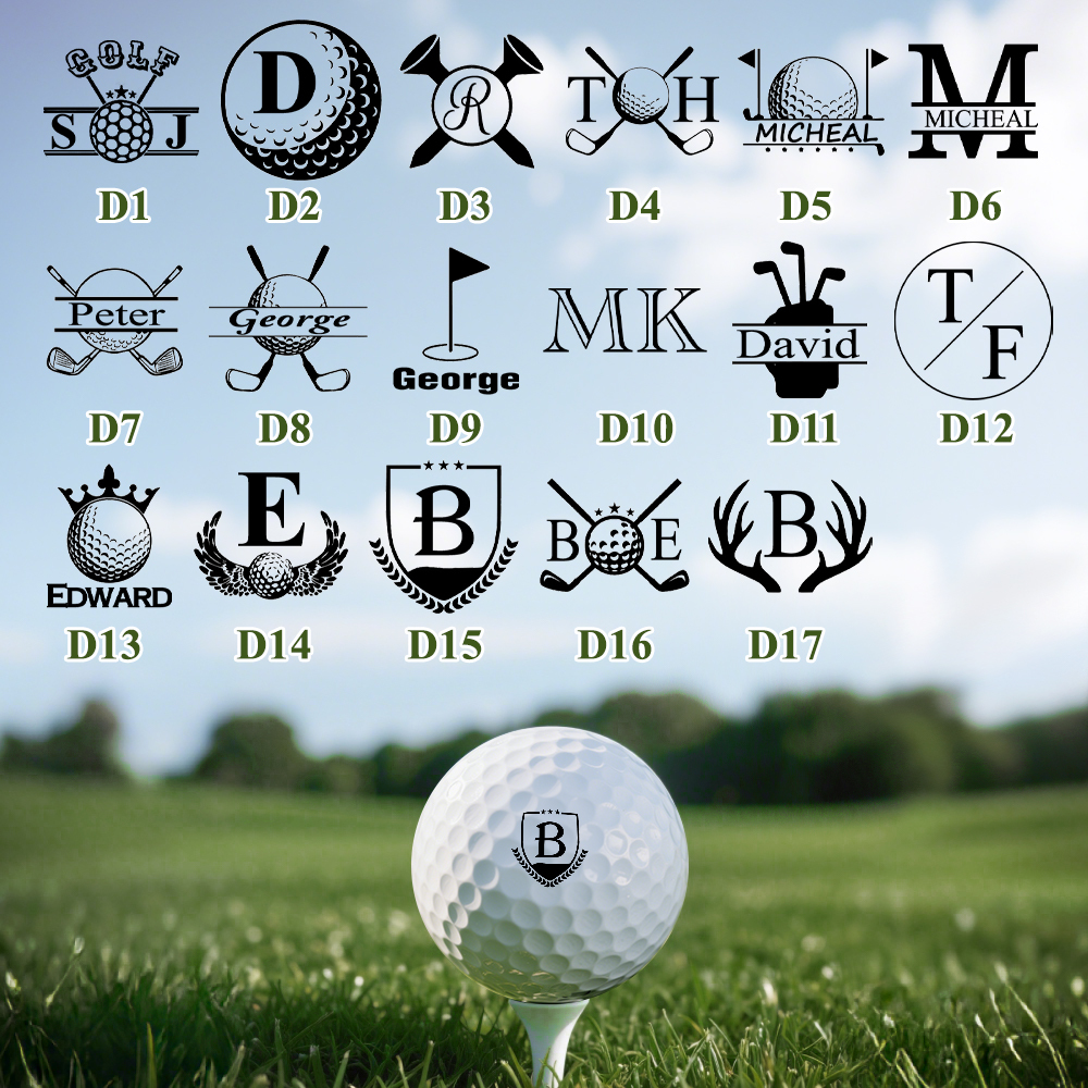 Sello De Pelota De Golf Con Monograma Inicial Personalizado Y Caja De Almacenamiento De Metal. Regalo De Cumpleaños Para El Día Del Padre Para Golfistas. - santacalcetines