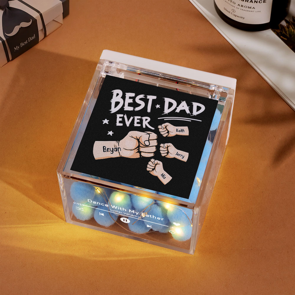El Mejor Papá Del Mundo: Minitocadiscos De Vinilo Personalizado Con Un Golpe De Puño. Reproductor De Música Automático. Regalo Personalizado Para Papá En El Día Del Padre. - santacalcetines