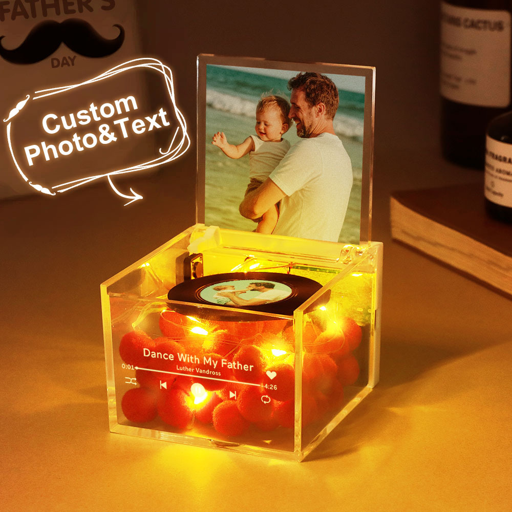 Mini Tocadiscos De Vinilo Con Sable De Luz Personalizado 'soy Su Padre', Reproductor De Música Automático De Acrílico Personalizado, Regalo Para Papá En El Día Del Padre - santacalcetines