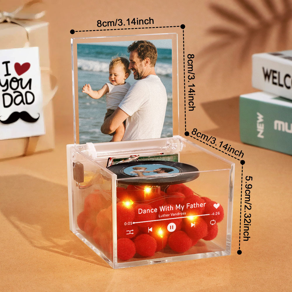 Mini Tocadiscos De Vinilo Con Sable De Luz Personalizado 'soy Su Padre', Reproductor De Música Automático De Acrílico Personalizado, Regalo Para Papá En El Día Del Padre - santacalcetines