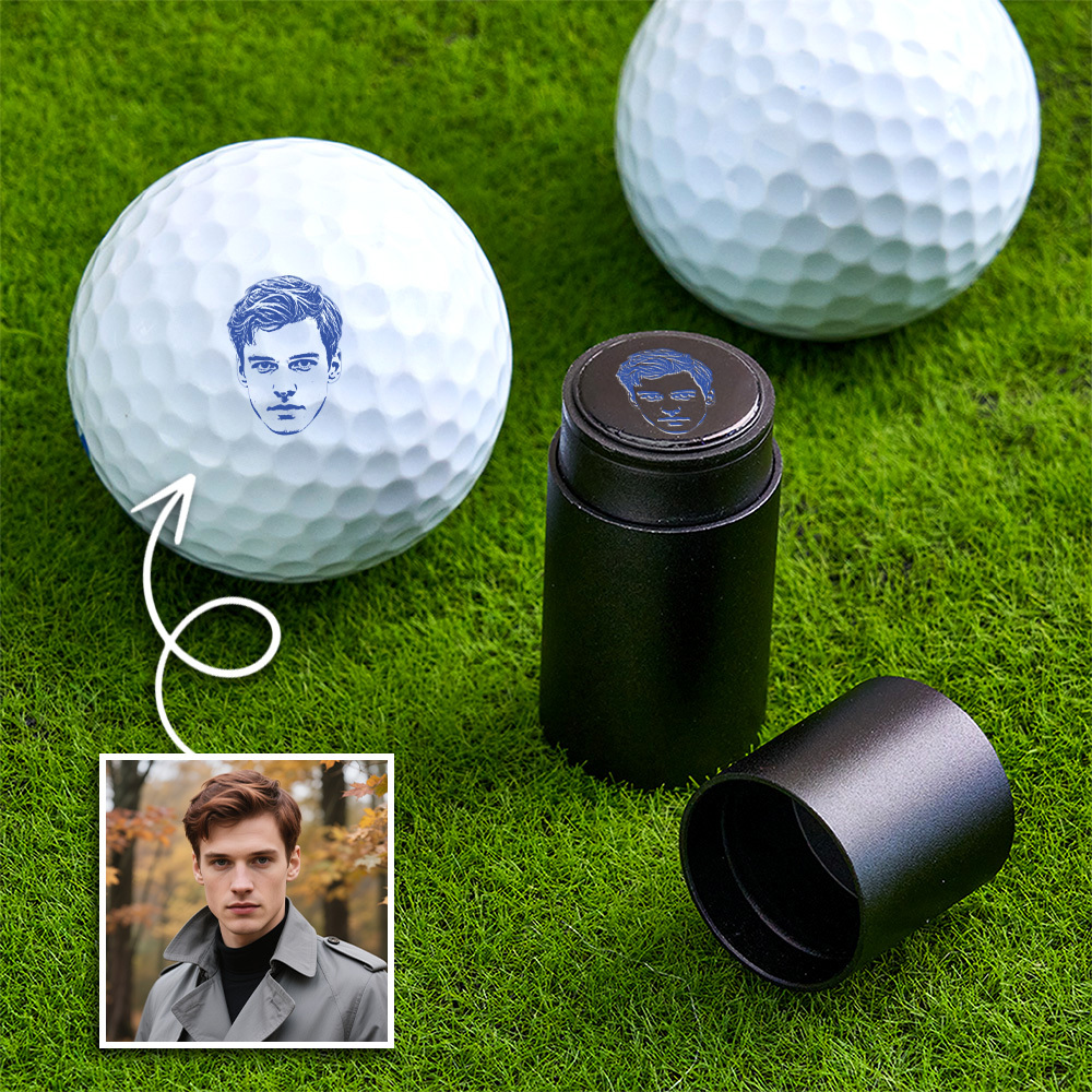 Sello De Pelota De Golf Con Foto Personalizada Y Caja De Metal Para Guardar. Regalo De Cumpleaños Y Día Del Padre Para Golfistas. - santacalcetines