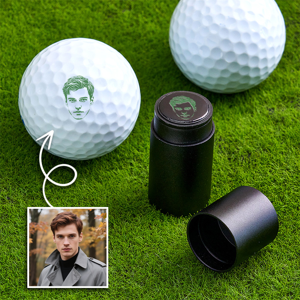 Sello De Pelota De Golf Con Foto Personalizada Y Caja De Metal Para Guardar. Regalo De Cumpleaños Y Día Del Padre Para Golfistas. - santacalcetines