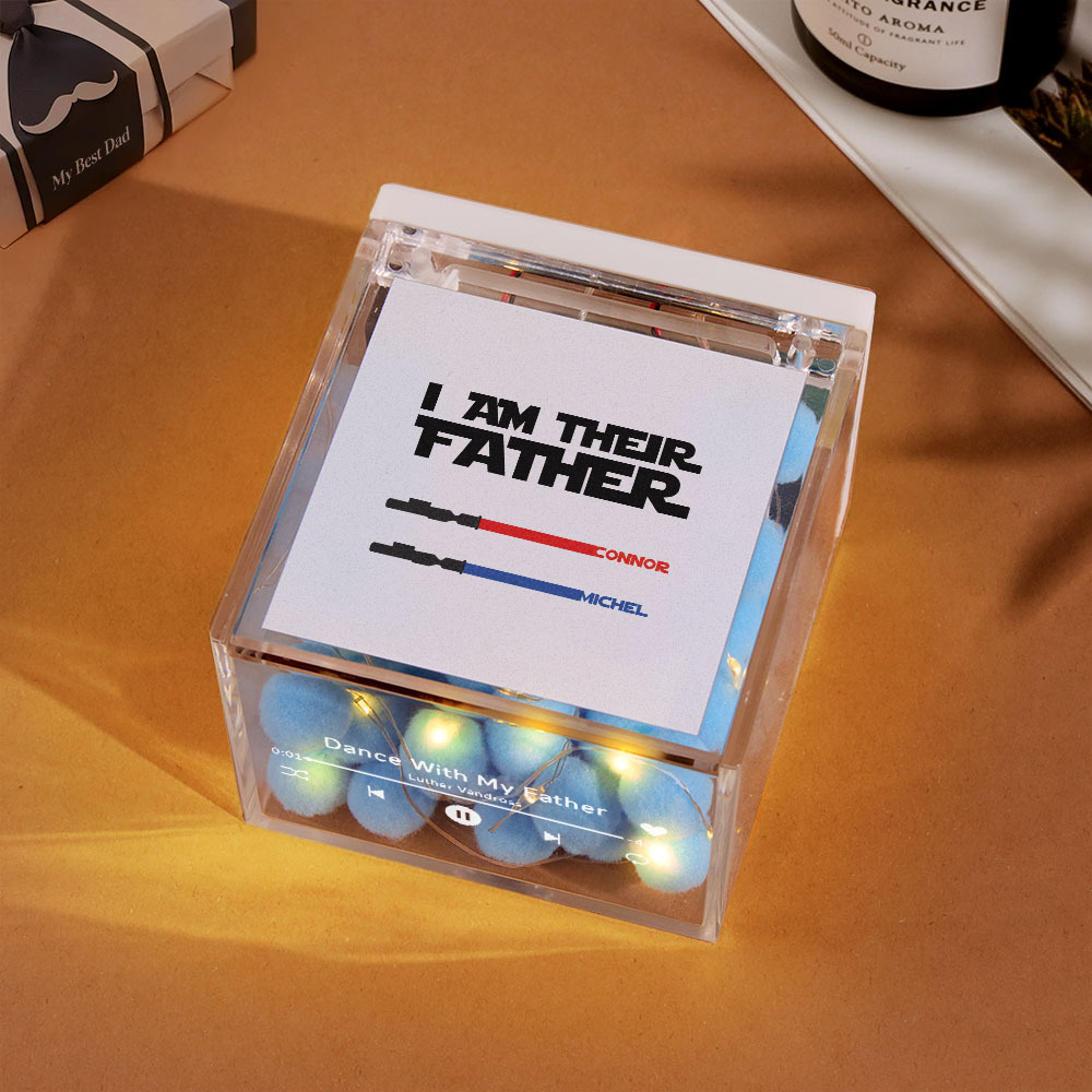 Mini Tocadiscos De Vinilo Con Sable De Luz Personalizado 'soy Su Padre', Reproductor De Música Automático De Acrílico Personalizado, Regalo Para Papá En El Día Del Padre - santacalcetines