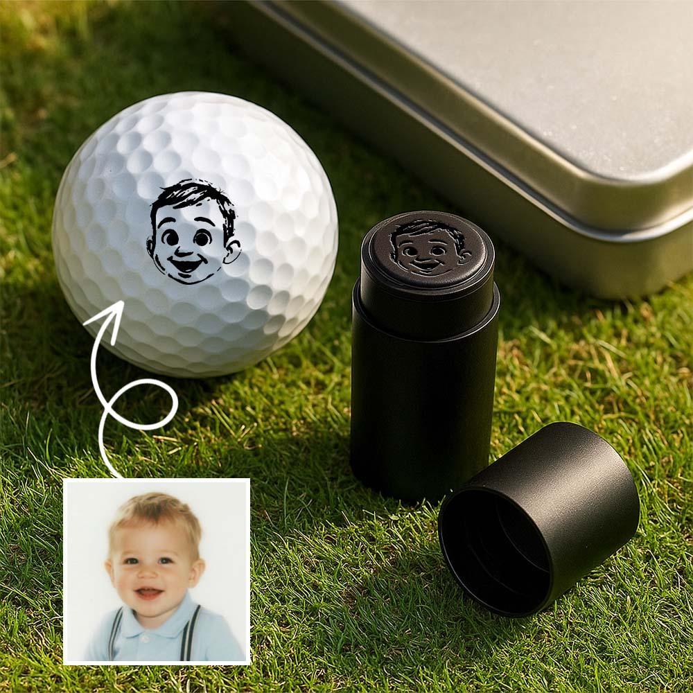 Sello De Pelota De Golf Con Foto De Anime Personalizado Con Caja De Almacenamiento De Metal, Regalo De Cumpleaños Para El Día Del Padre Para Golfistas. - santacalcetines