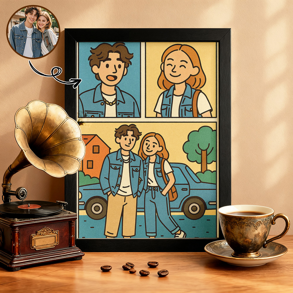 Retrato De Dibujos Animados Personalizado Para Pared, Arte Personalizado, Estilo Cómic, Decoración Del Hogar, Regalo Para Cumpleaños, Navidad O Aniversario. - santacalcetines