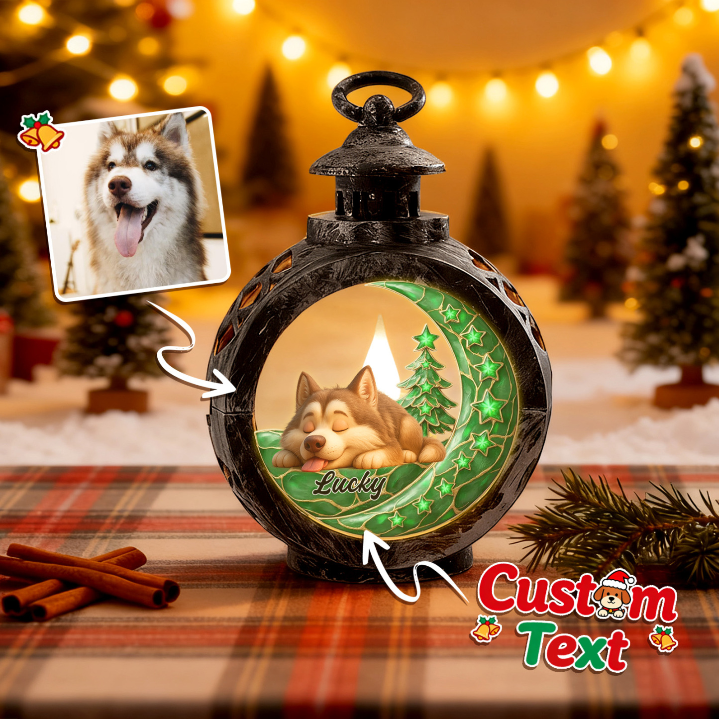 Farol Navideño Personalizado 'a Tu Lado' Regalos Navideños Personalizados Para Amantes De Las Mascotas Colorido - santacalcetines