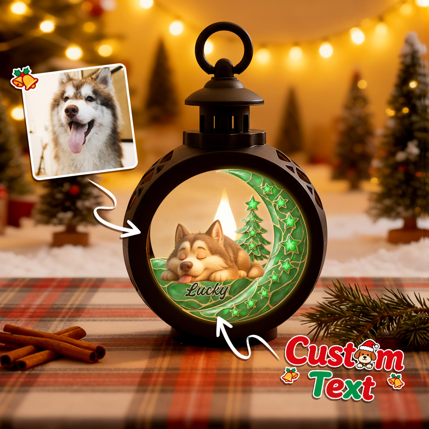 Farol Navideño Personalizado 'a Tu Lado' Regalos Navideños Personalizados Para Amantes De Las Mascotas Colorido - santacalcetines