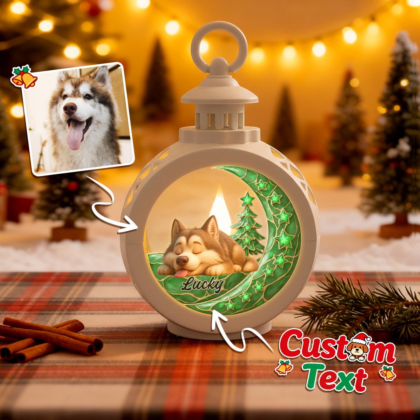 Farol Navideño Personalizado 'a Tu Lado' Regalos Navideños Personalizados Para Amantes De Las Mascotas Colorido - santacalcetines