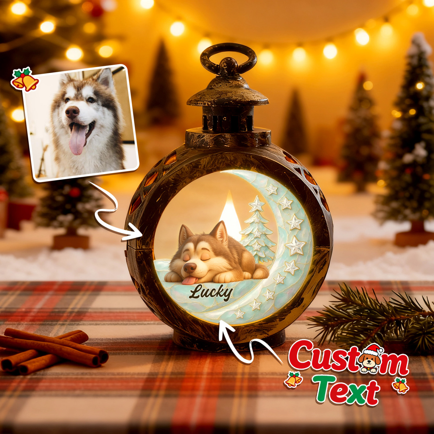 Farol Navideño Personalizado 'a Tu Lado' Regalos Navideños Personalizados Para Amantes De Las Mascotas Colorido - santacalcetines