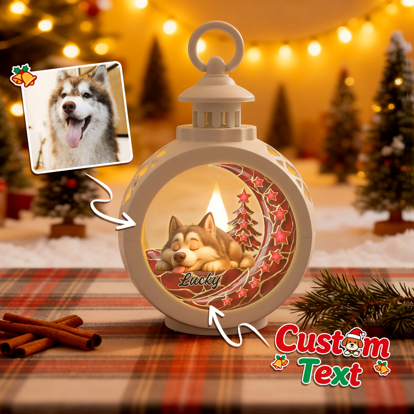 Farol Navideño Personalizado 'a Tu Lado' Regalos Navideños Personalizados Para Amantes De Las Mascotas Colorido - santacalcetines