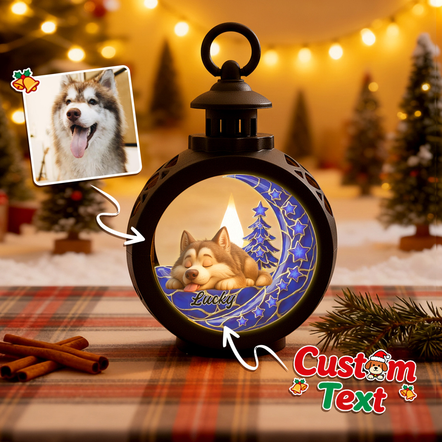 Farol Navideño Personalizado 'a Tu Lado' Regalos Navideños Personalizados Para Amantes De Las Mascotas Colorido - santacalcetines