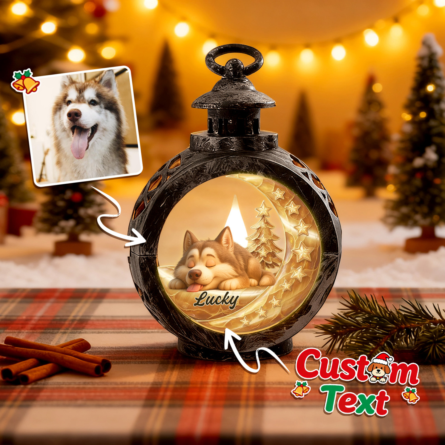 Farol Navideño Personalizado 'a Tu Lado' Regalos Navideños Personalizados Para Amantes De Las Mascotas Colorido - santacalcetines