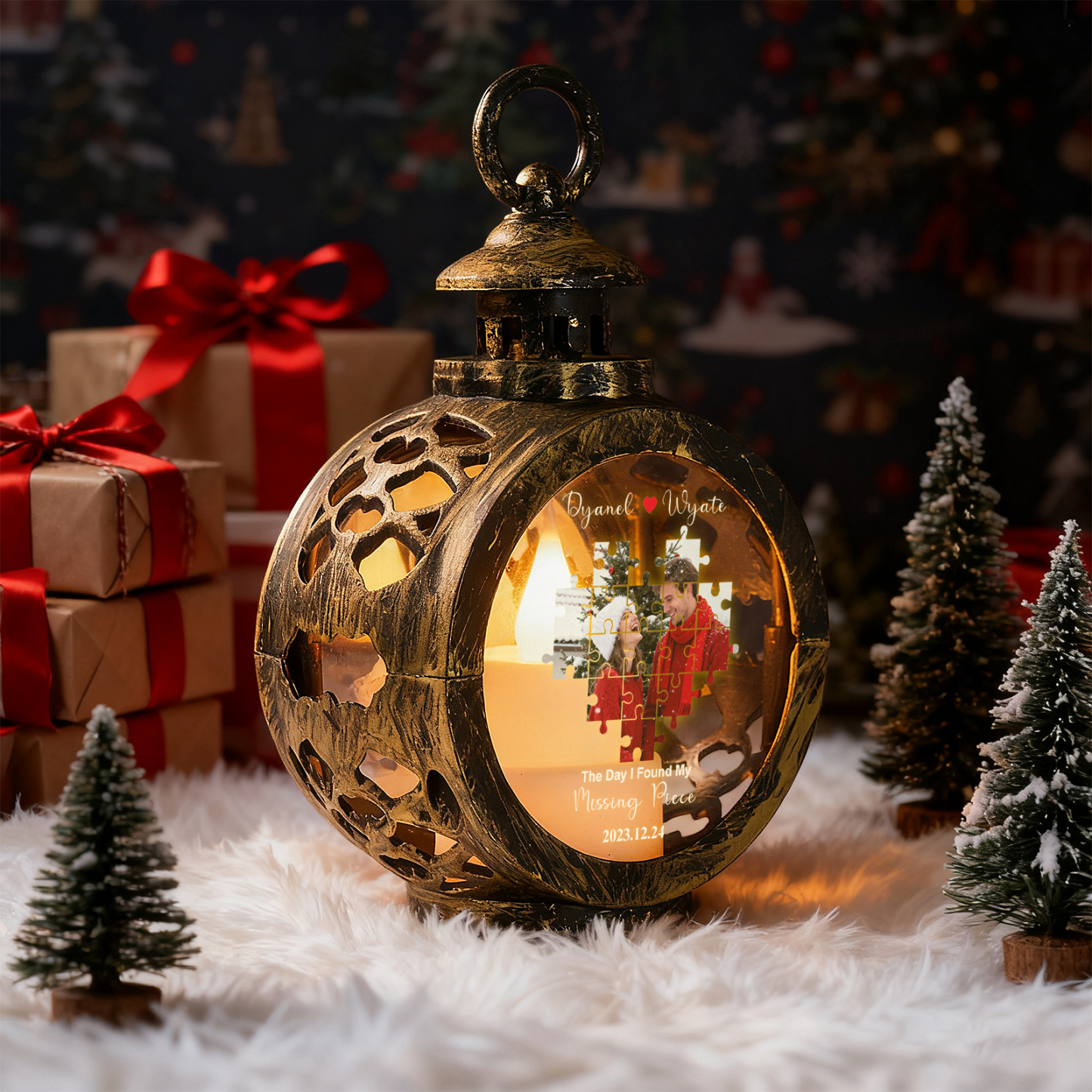 Linterna De Corazón Personalizada Junto A Tus Fotos, Regalos De Amor Personalizados Para Tu Novio O Esposo. - santacalcetines