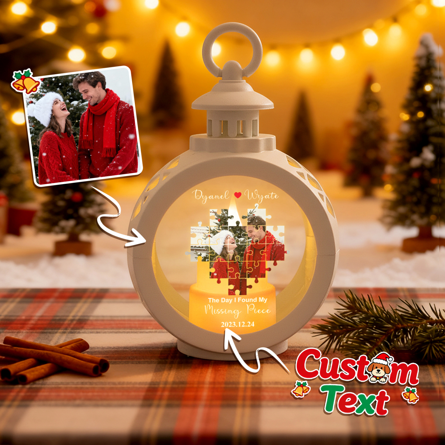 Linterna De Corazón Personalizada Junto A Tus Fotos, Regalos De Amor Personalizados Para Tu Novio O Esposo. - santacalcetines