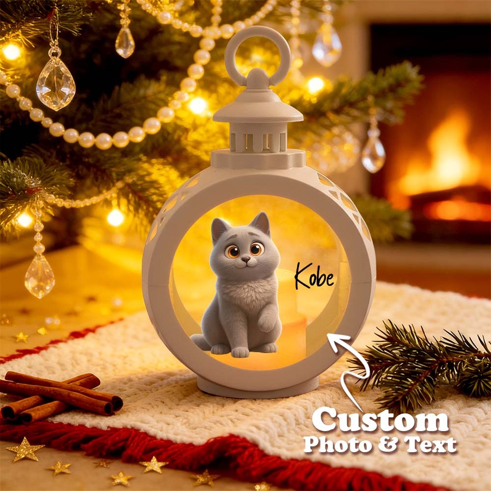 Foto De Mascota Personalizada Múltiples Efectos Disponibles Adorno De Linterna Linterna De Navidad Con Efecto 3d Personalizado - santacalcetines