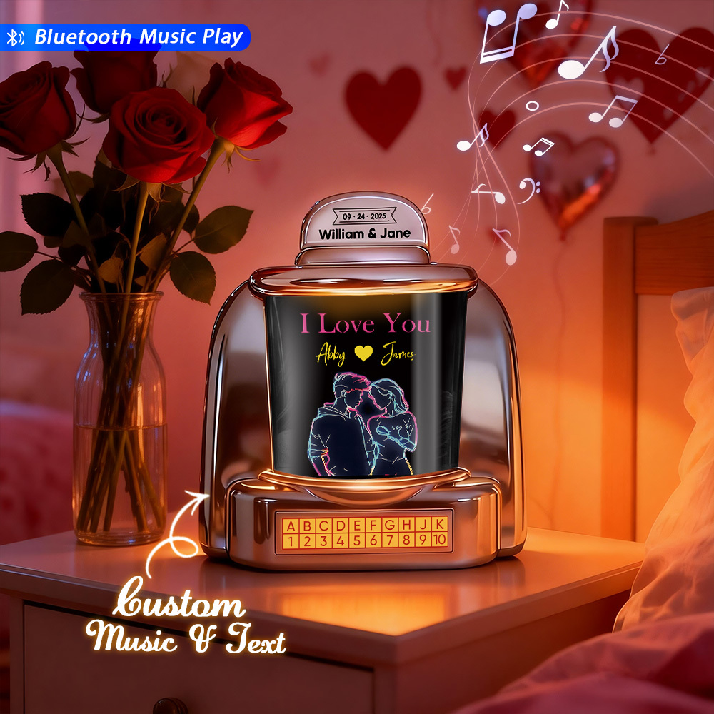 Mini Jukebox Retro Personalizado Con Texto Y Música Bluetooth: Regalo Para Parejas, Aniversarios Y San Valentín - santacalcetines