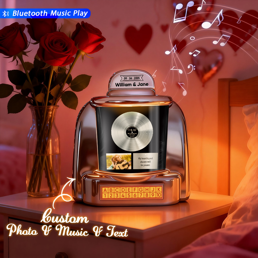 Mini Jukebox Personalizada Con Foto, Jukebox Bluetooth Vintage Personalizada Con Foto, Música Y Texto, Regalo Para Parejas - santacalcetines