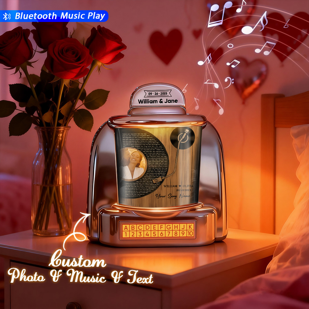 Mini Jukebox Personalizada Con Foto, Jukebox Bluetooth Vintage Personalizada Con Foto, Música Y Texto, Regalo Para Parejas, Decoración Del Hogar Y Regalo Romántico. - santacalcetines