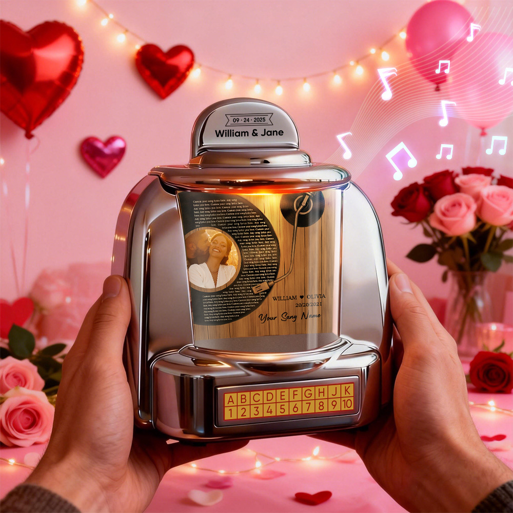 Mini Jukebox Personalizada Con Foto, Jukebox Bluetooth Vintage Personalizada Con Foto, Música Y Texto, Regalo Para Parejas, Decoración Del Hogar Y Regalo Romántico. - santacalcetines