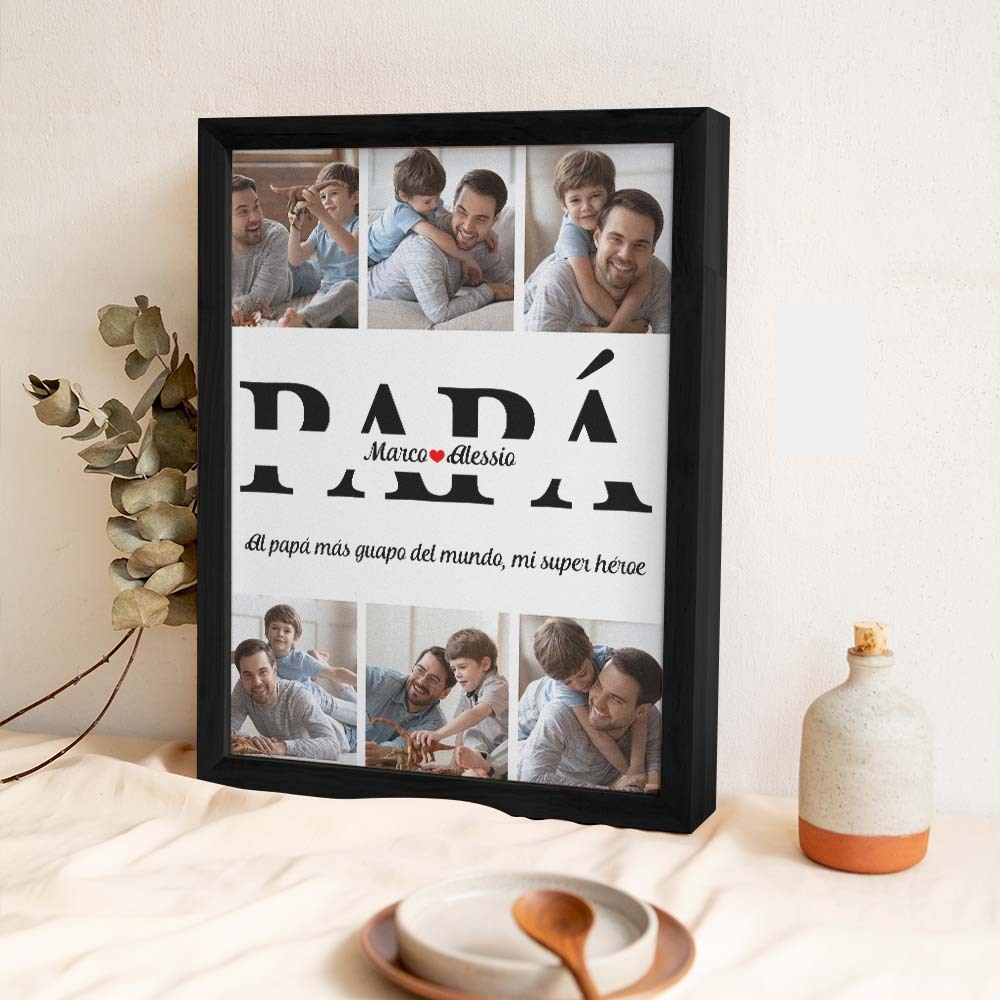 Marco De Madera Con Foto Personalizada Con Su Texto Regalos Conmemorativos Hechos A Mano Regalos Para El Día Del Padre -