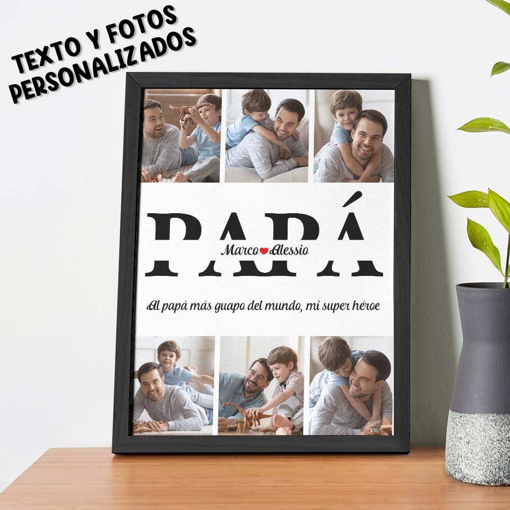 Marco De Madera Con Foto Personalizada Con Su Texto Regalos Conmemorativos Hechos A Mano Regalos Para El Día Del Padre - 