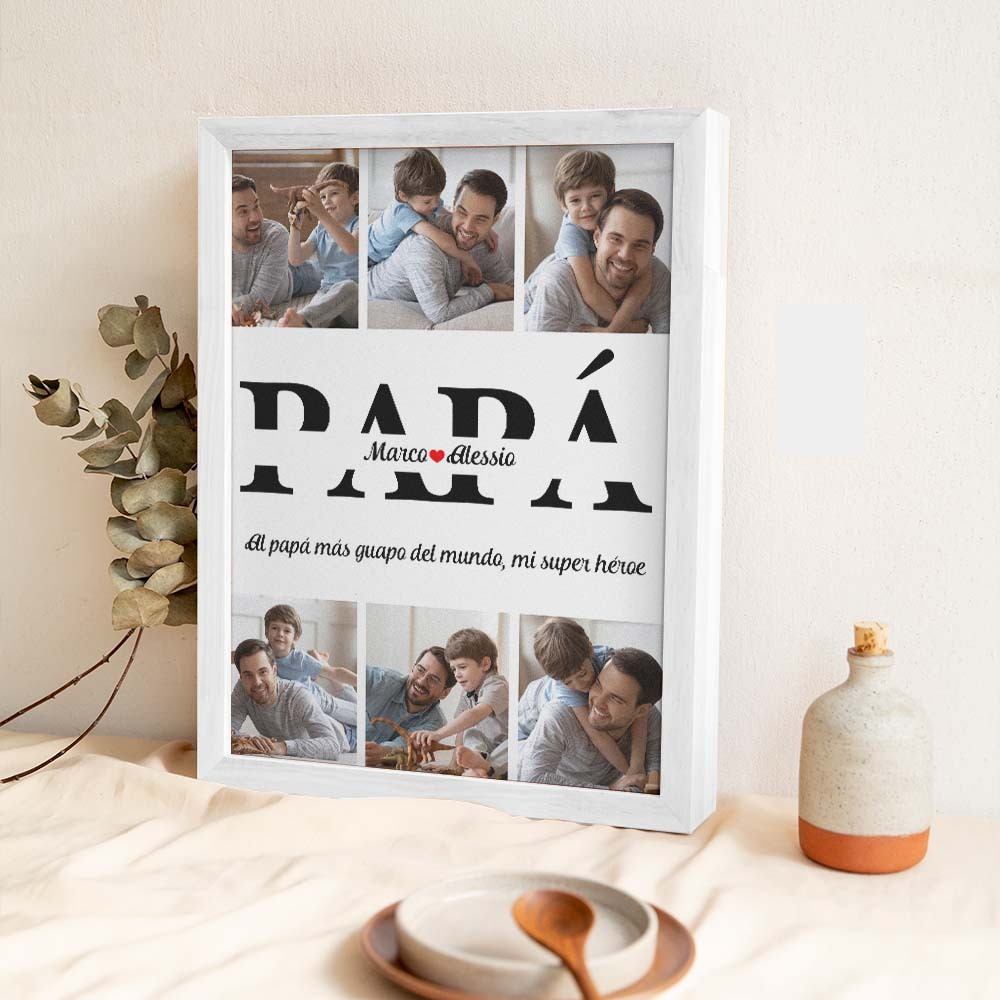 Marco De Madera Con Foto Personalizada Con Su Texto Regalos Conmemorativos Hechos A Mano Regalos Para El Día Del Padre -