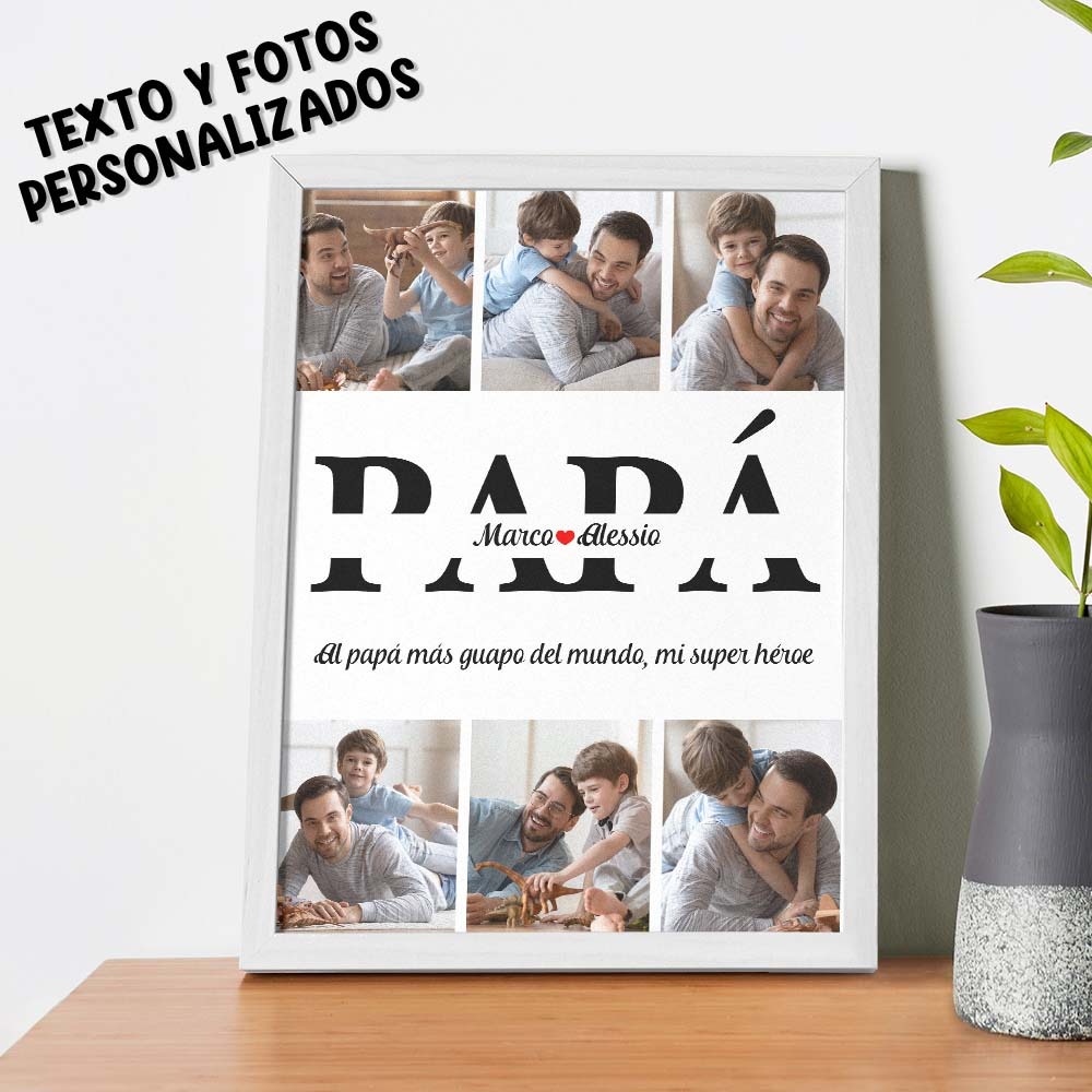 Marco De Madera Con Foto Personalizada Con Su Texto Regalos Conmemorativos Hechos A Mano Regalos Para El Día Del Padre - 