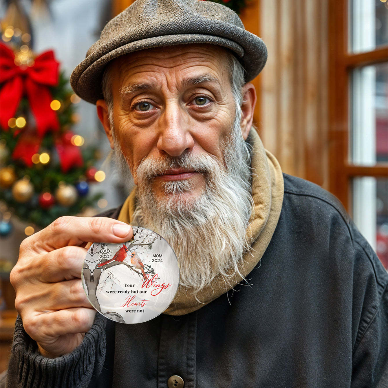 Adorno Conmemorativo Personalizado Cardenales Árbol De Flor Adorno Navideño Regalos Para La Familia - santacalcetines