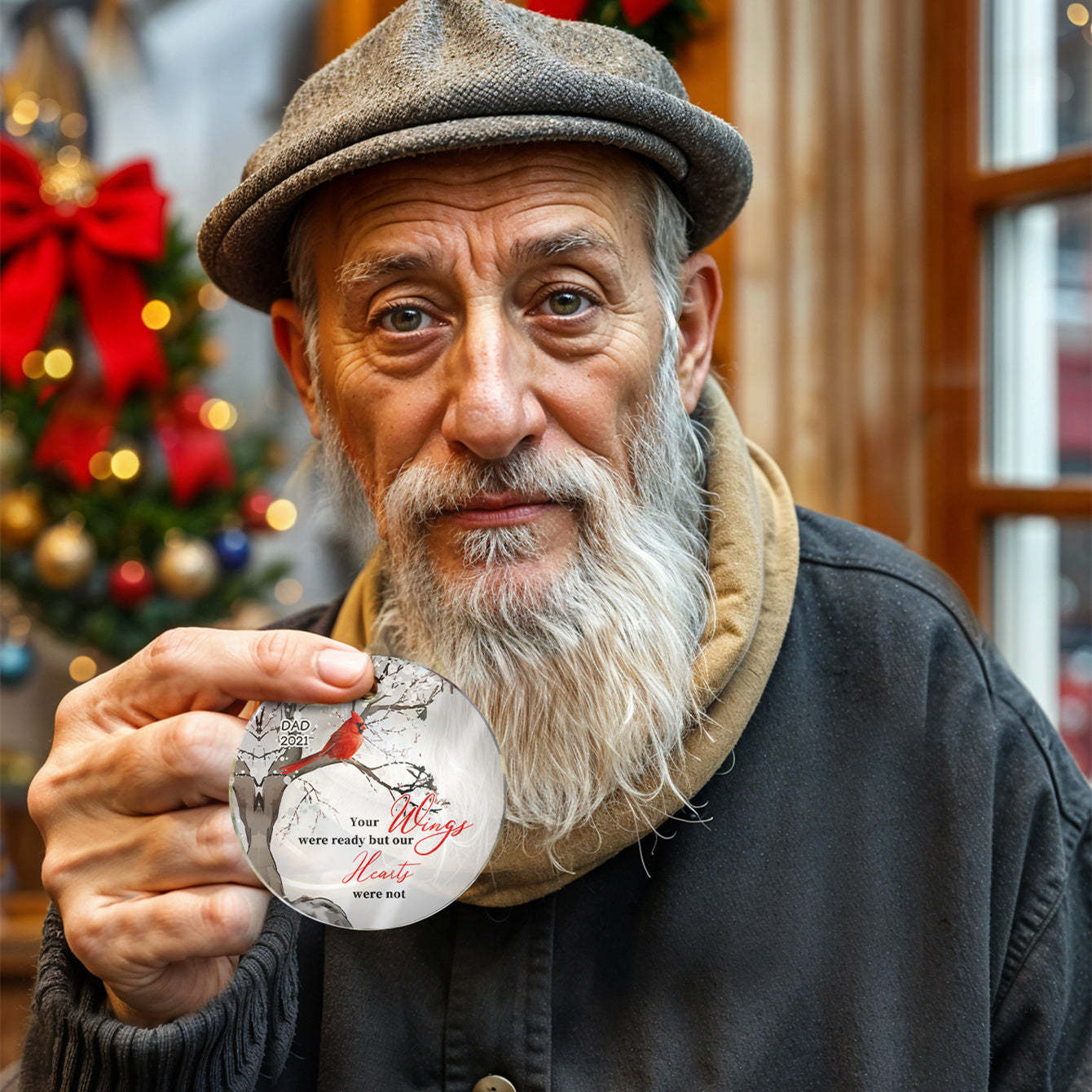 Adorno Conmemorativo Personalizado Cardenales Árbol De Flor Adorno Navideño Regalos Para La Familia - santacalcetines