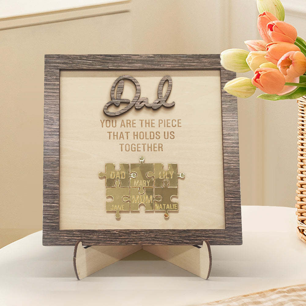 Placa Personalizada Del Rompecabezas De Papá Eres La Pieza Que Nos Mantiene Unidos Regalo Del Día Del Padre - santacalcetines