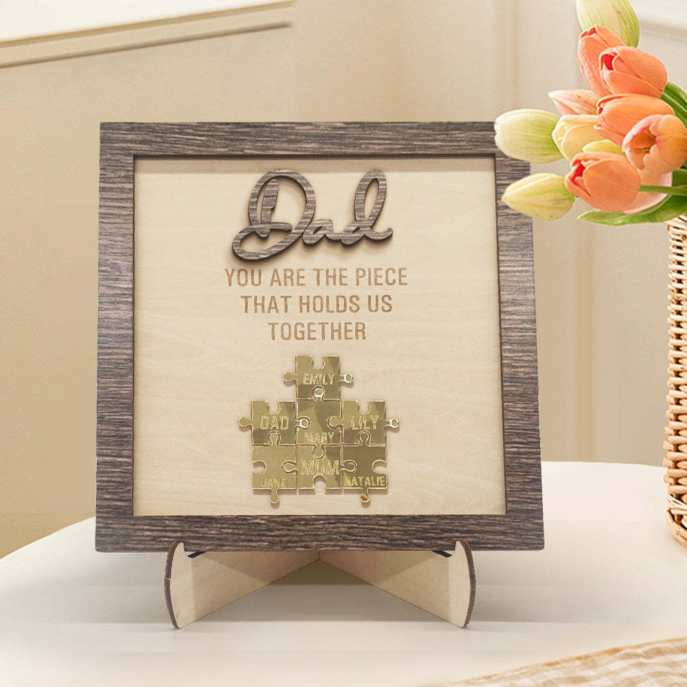 Placa Personalizada Del Rompecabezas De Papá Eres La Pieza Que Nos Mantiene Unidos Regalo Del Día Del Padre - santacalcetines