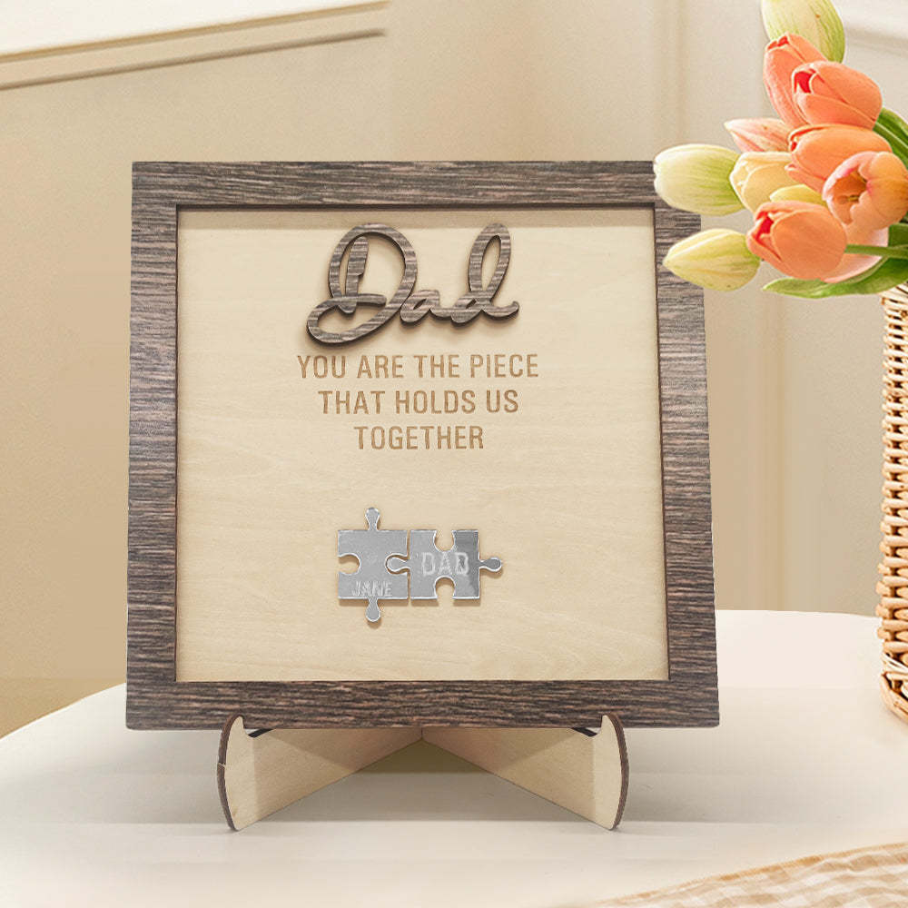 Placa Personalizada Del Rompecabezas De Papá Eres La Pieza Que Nos Mantiene Unidos Regalo Del Día Del Padre - santacalcetines