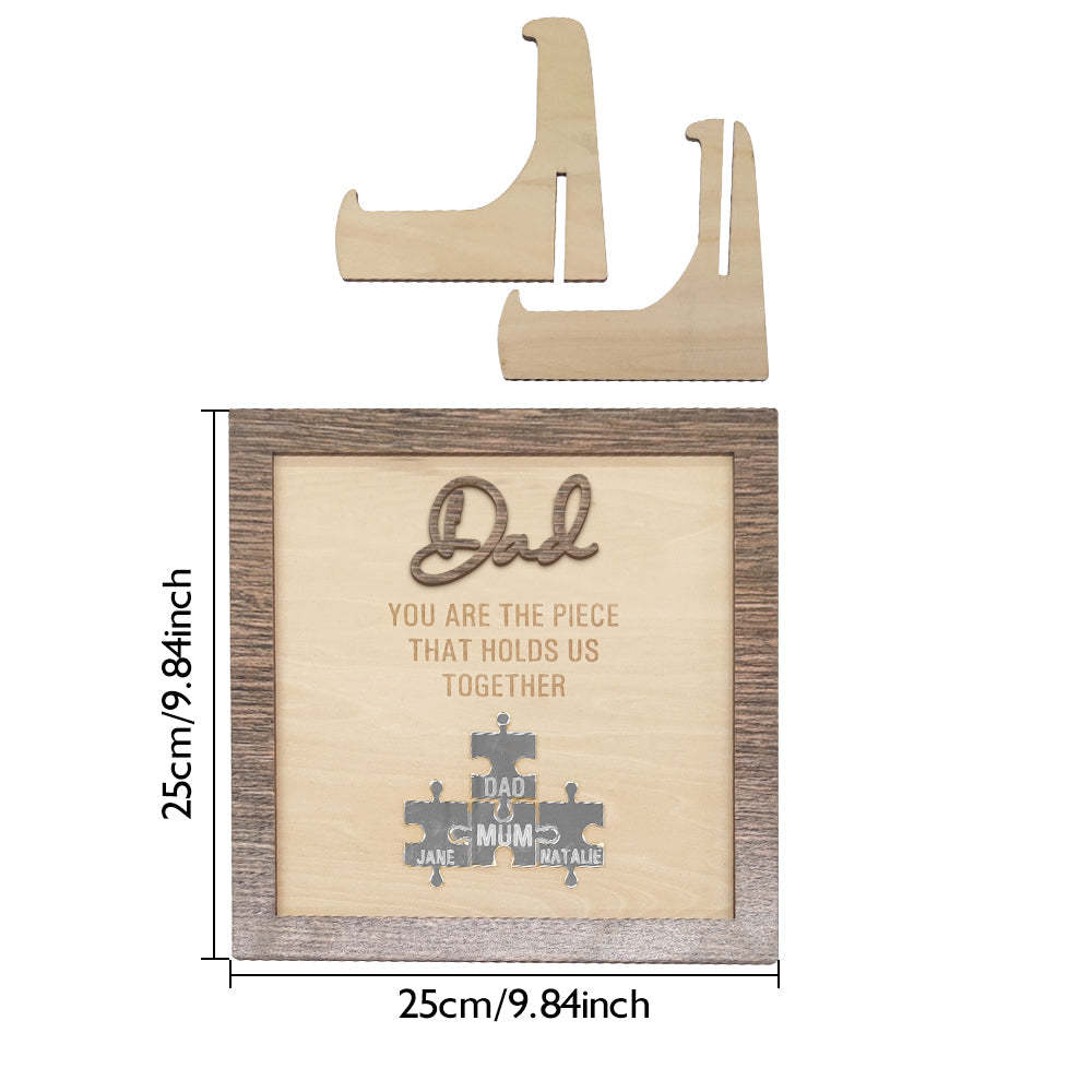 Placa Personalizada Del Rompecabezas De Papá Eres La Pieza Que Nos Mantiene Unidos Regalo Del Día Del Padre - santacalcetines