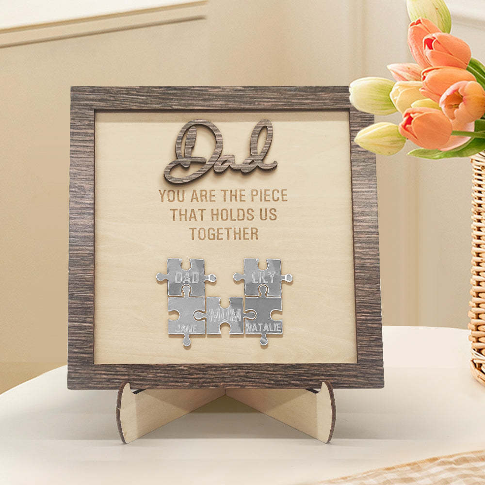 Placa Personalizada Del Rompecabezas De Papá Eres La Pieza Que Nos Mantiene Unidos Regalo Del Día Del Padre - santacalcetines
