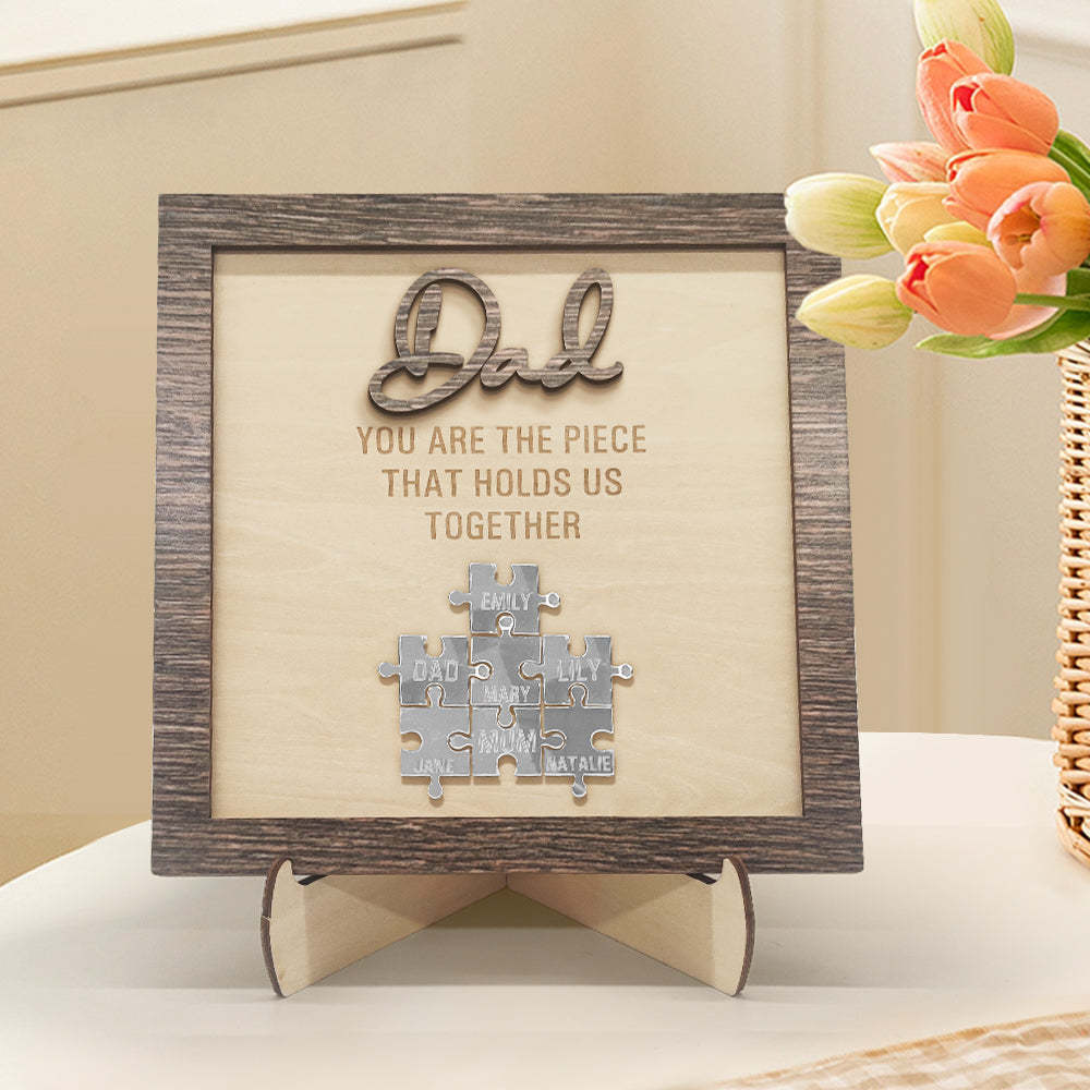 Placa Personalizada Del Rompecabezas De Papá Eres La Pieza Que Nos Mantiene Unidos Regalo Del Día Del Padre - santacalcetines
