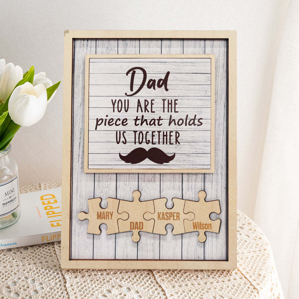 Placa Personalizada Para Barba Con Rompecabezas De Papá, Eres La Pieza Que Nos Mantiene Unidos, Regalos Para Papá - santacalcetines