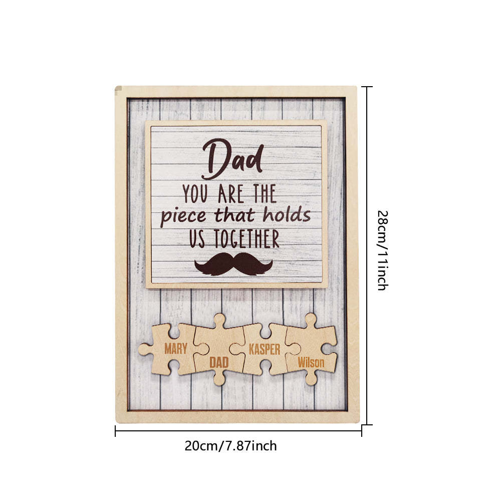 Placa Personalizada Para Barba Con Rompecabezas De Papá, Eres La Pieza Que Nos Mantiene Unidos, Regalos Para Papá - santacalcetines