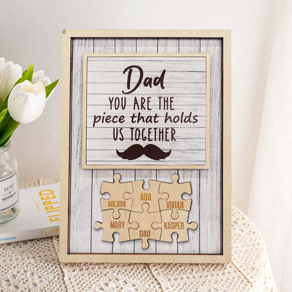 Placa Personalizada Para Barba Con Rompecabezas De Papá, Eres La Pieza Que Nos Mantiene Unidos, Regalos Para Papá - santacalcetines