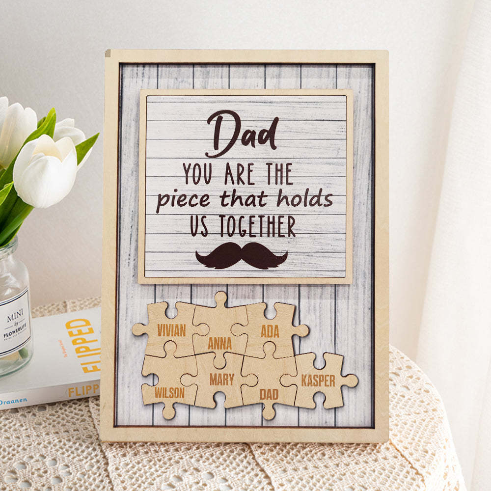 Placa Personalizada Para Barba Con Rompecabezas De Papá, Eres La Pieza Que Nos Mantiene Unidos, Regalos Para Papá - santacalcetines