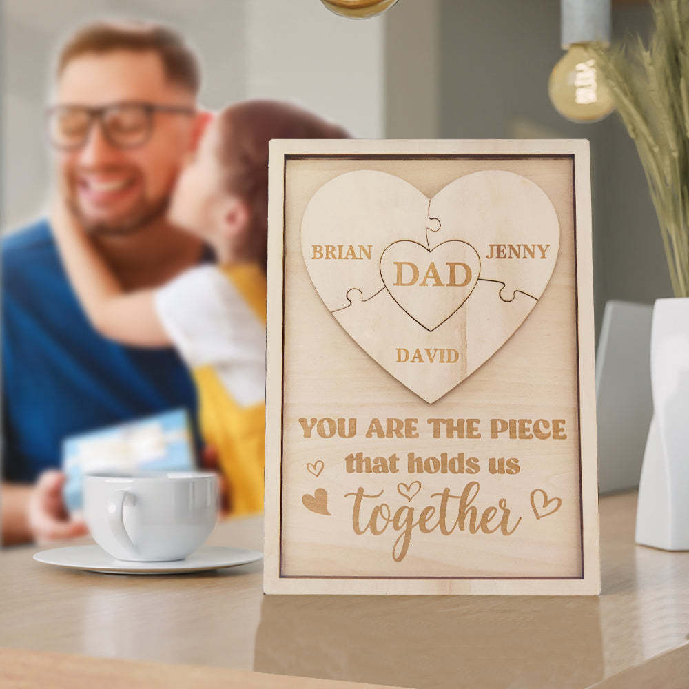 Signo De Rompecabezas De Papá Personalizado Eres La Pieza Que Nos Mantiene Juntos Regalos Para Papá - santacalcetines