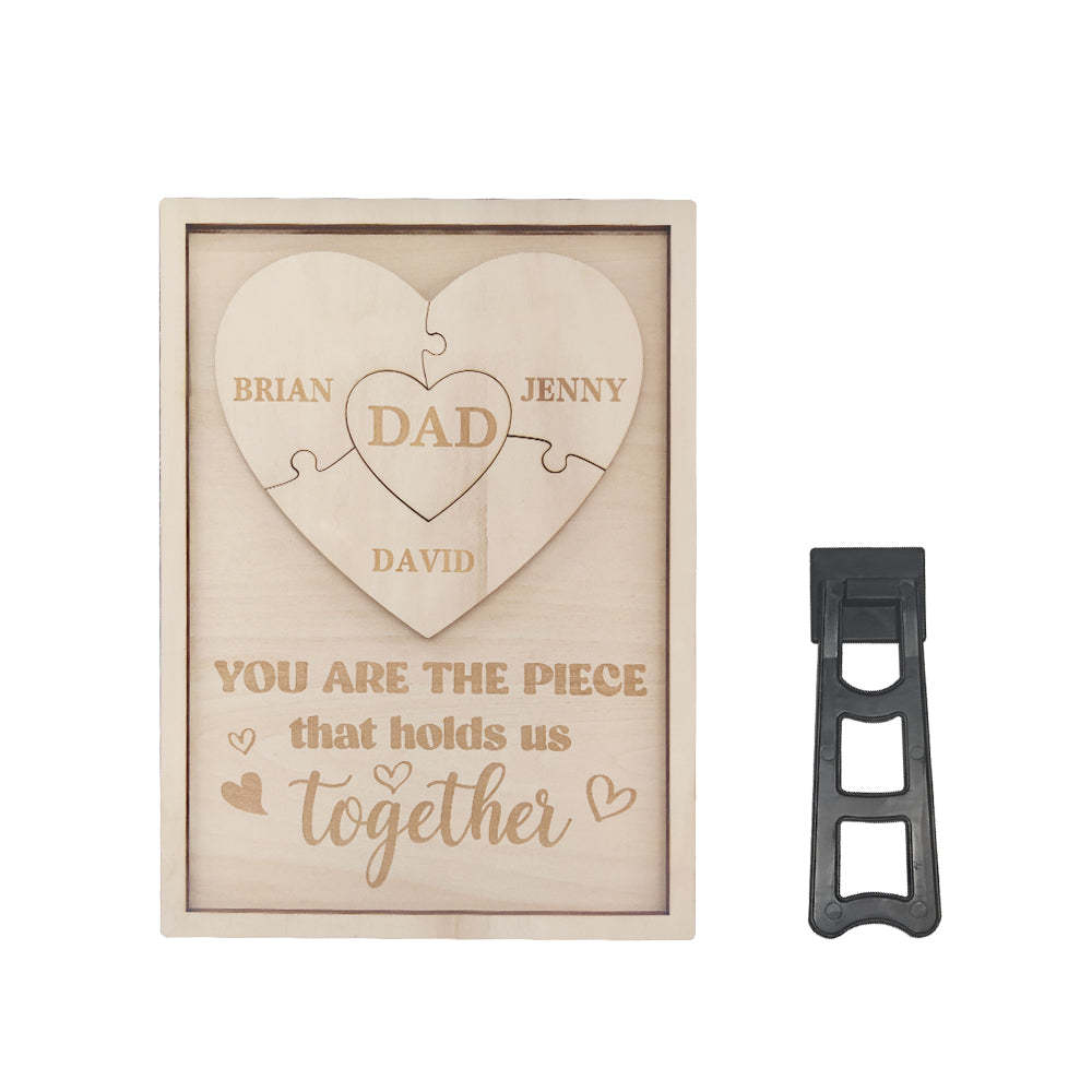 Signo De Rompecabezas De Papá Personalizado Eres La Pieza Que Nos Mantiene Juntos Regalos Para Papá - santacalcetines