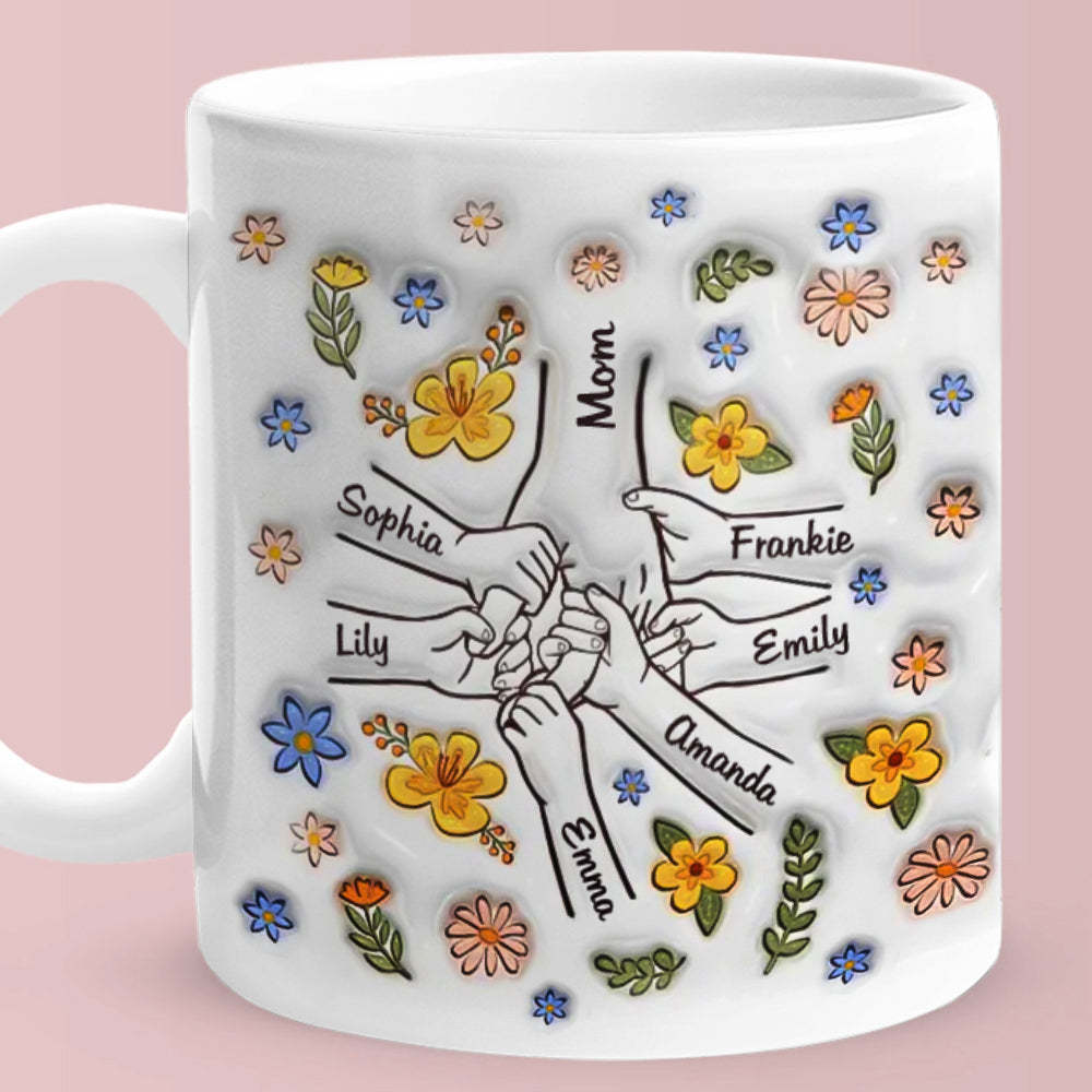 Mamá, Me Tomas De La Mano Y Del Corazón - Taza Personalizada Con Efecto Inflado 3d - Regalo Familiar - santacalcetines
