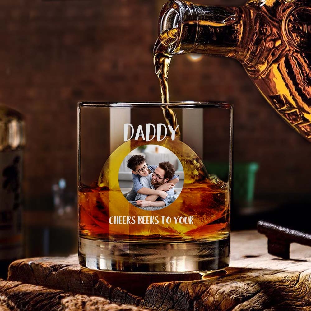 Vaso De Whisky Con Foto Personalizado De 10 Oz Con Textos Regalo De Cumpleaños Para El Día Del Padre Para Papá - santacalcetines