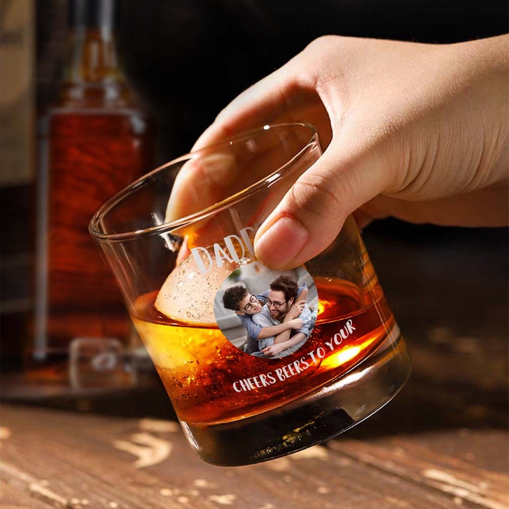 Vaso De Whisky Con Foto Personalizado De 10 Oz Con Textos Regalo De Cumpleaños Para El Día Del Padre Para Papá - santacalcetines