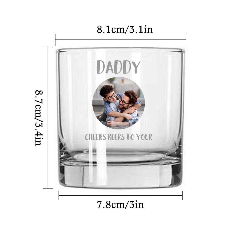 Vaso De Whisky Con Foto Personalizado De 10 Oz Con Textos Regalo De Cumpleaños Para El Día Del Padre Para Papá - santacalcetines