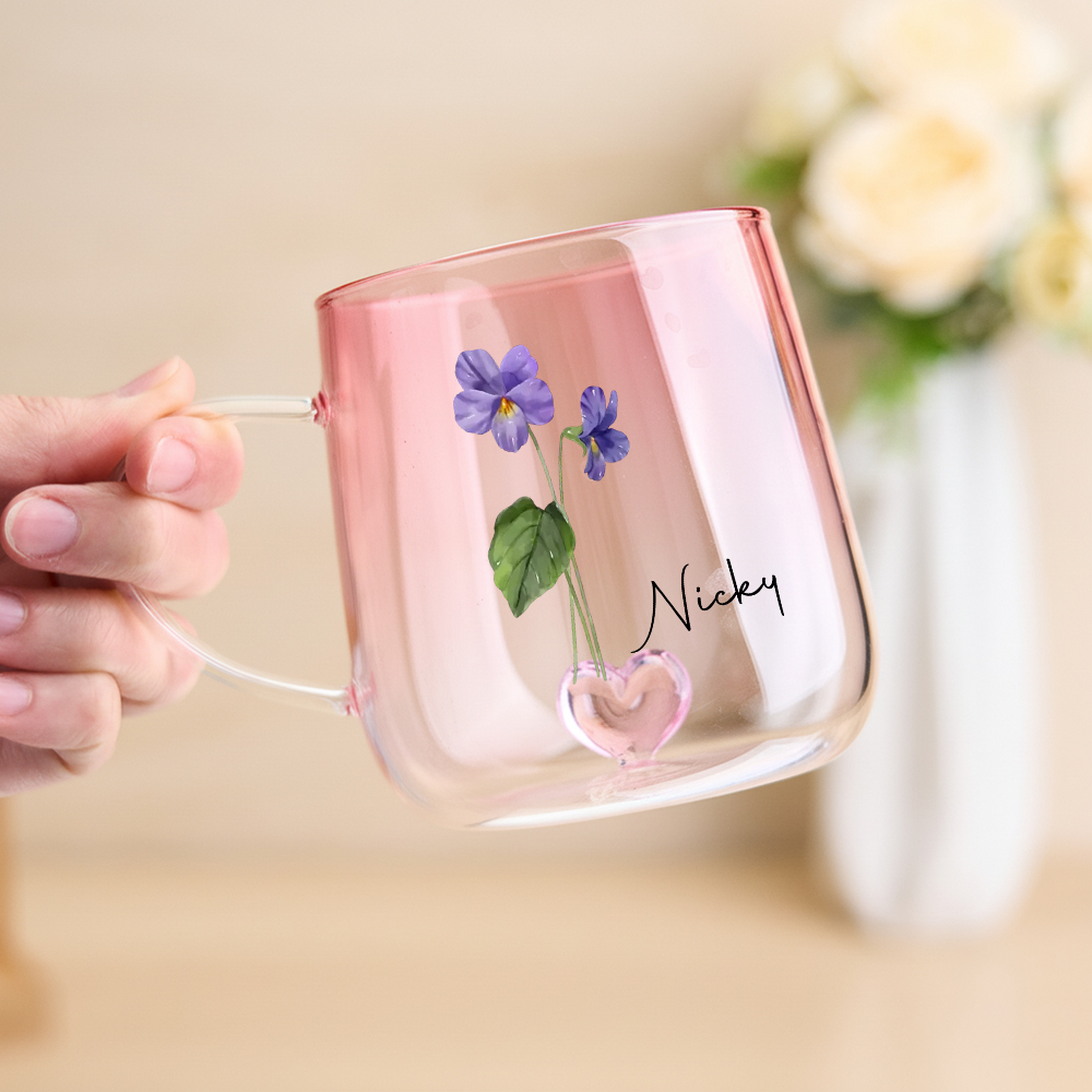 Taza Personalizada De Vidrio Degradado Rosa 'eres La Flor Más Hermosa' - santacalcetines