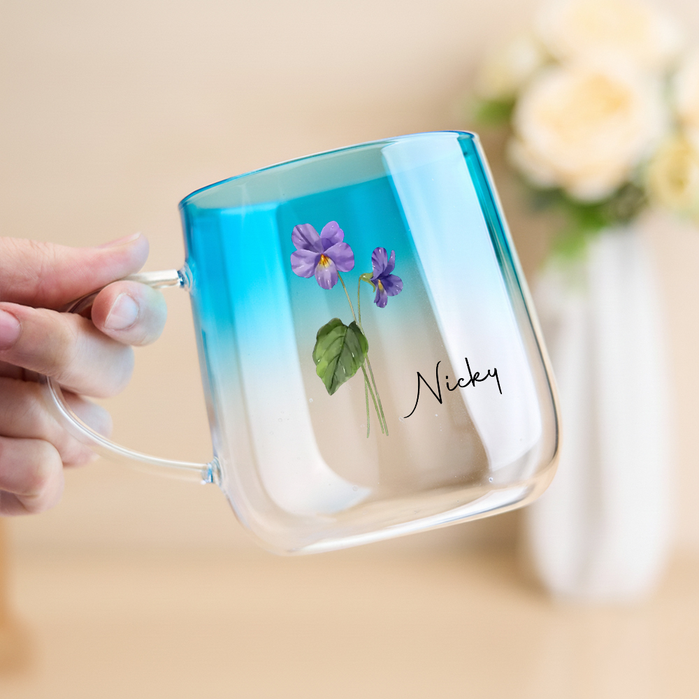 Taza Personalizada De Vidrio Degradado Rosa 'eres La Flor Más Hermosa' - santacalcetines