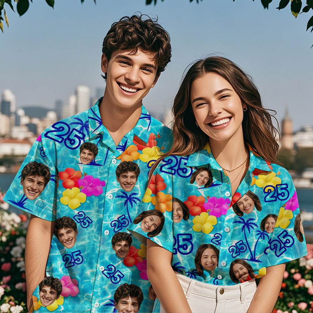 Camisa Hawaiana De Cumpleaños Personalizada Con Foto Y Edad, Regalo De Camisa Hawaiana, Camisetas Divertidas Para Fiestas